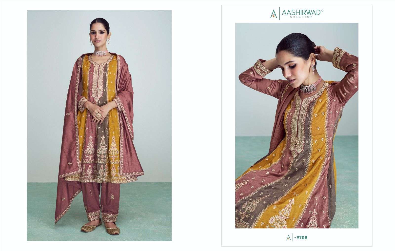 RIWAAZ NX BY AASHIRWAD CREATION PREMIUM SILK WITH FLORAL EMBROIDERY KURTI PANT & DUPATTA 