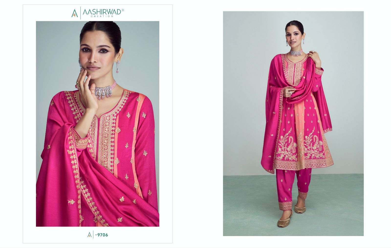 RIWAAZ NX BY AASHIRWAD CREATION PREMIUM SILK WITH FLORAL EMBROIDERY KURTI PANT & DUPATTA 