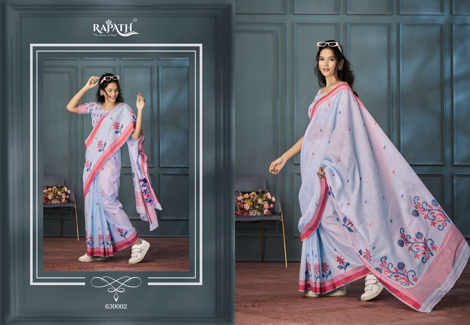 ROLEX BY RAJPATH HANDLOOM LINEN WITH BEAUTIFUL WEAVING SAREES 