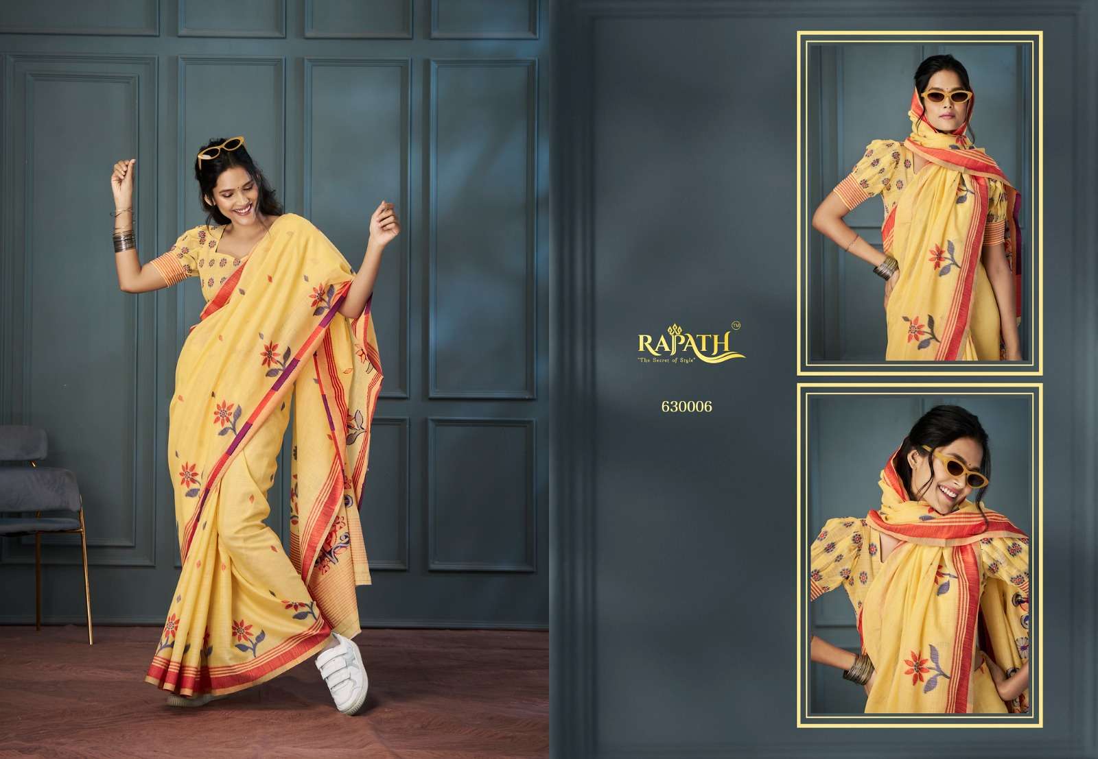 ROLEX BY RAJPATH HANDLOOM LINEN WITH BEAUTIFUL WEAVING SAREES 