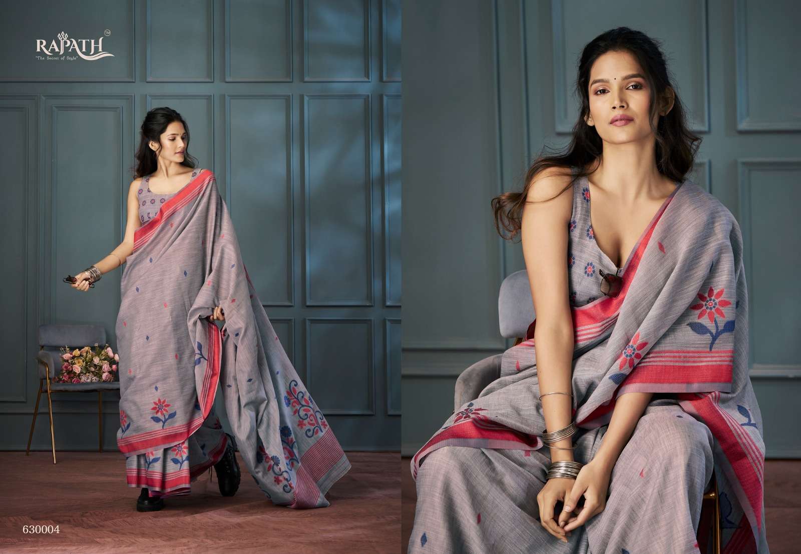 ROLEX BY RAJPATH HANDLOOM LINEN WITH BEAUTIFUL WEAVING SAREES 