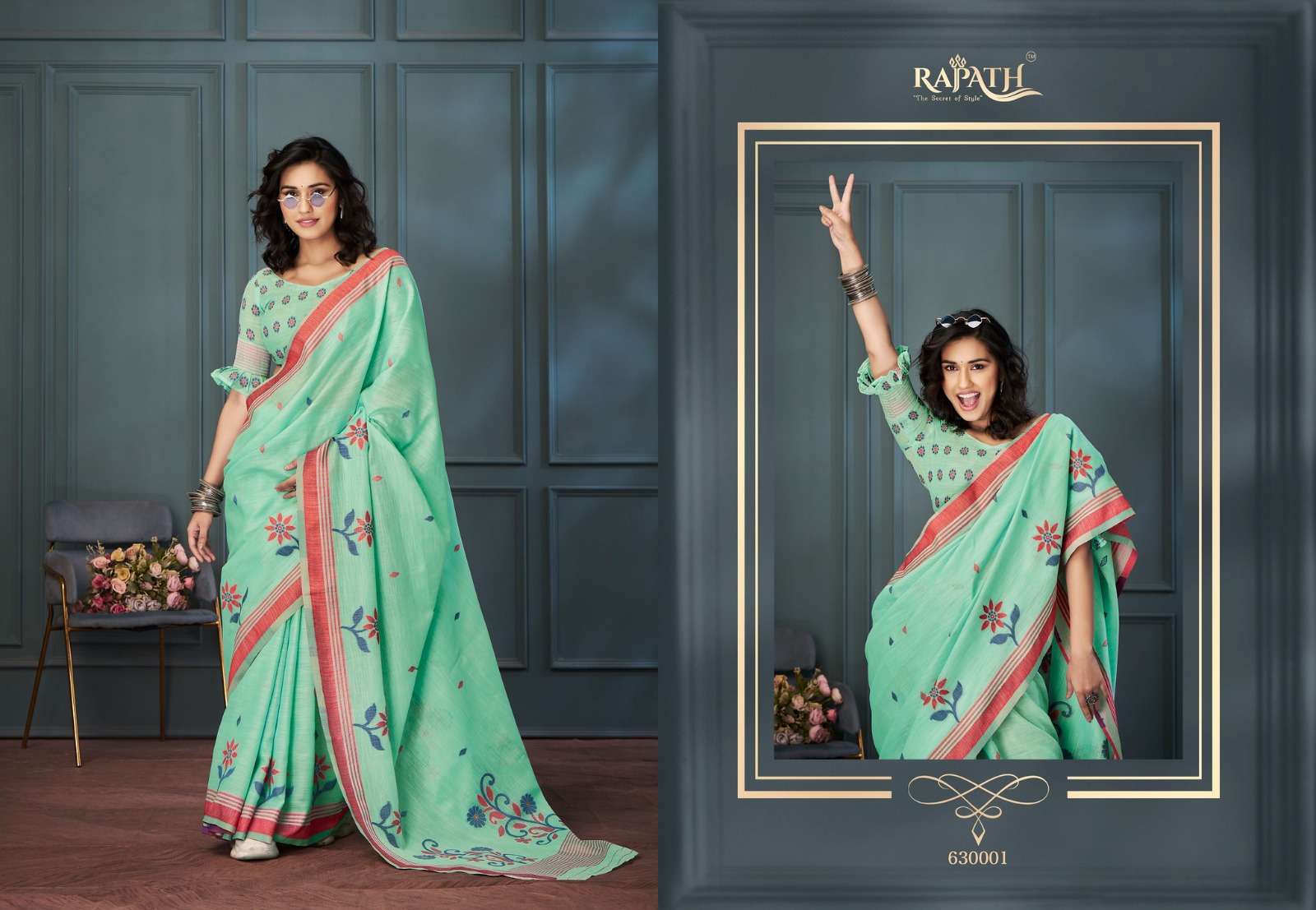 ROLEX BY RAJPATH HANDLOOM LINEN WITH BEAUTIFUL WEAVING SAREES 