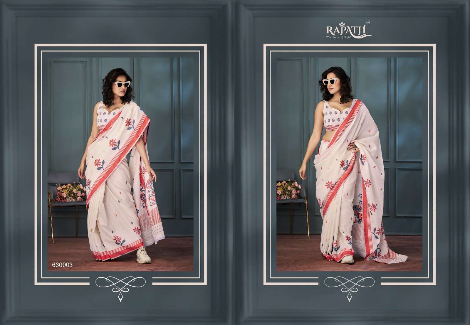 ROLEX BY RAJPATH HANDLOOM LINEN WITH BEAUTIFUL WEAVING SAREES 