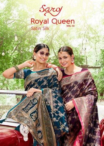 ROYAL QUEEN VOL-10 BY SAROJ SATIN PRINT DESIGNER SAREES 