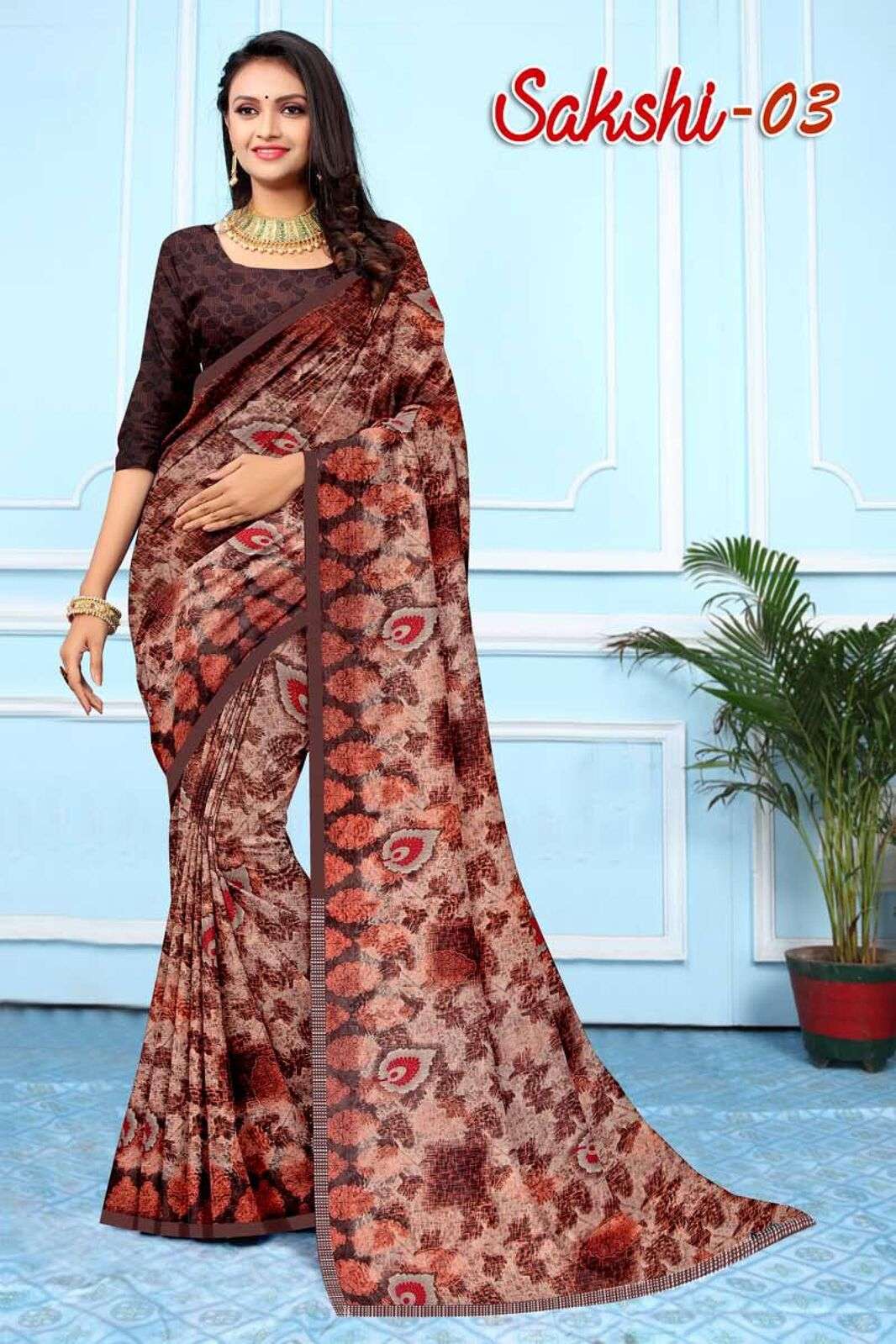 SAKSHI BY TEXOFAB WEIGHTLESS REGULAR WEAR PRINTED SAREES 