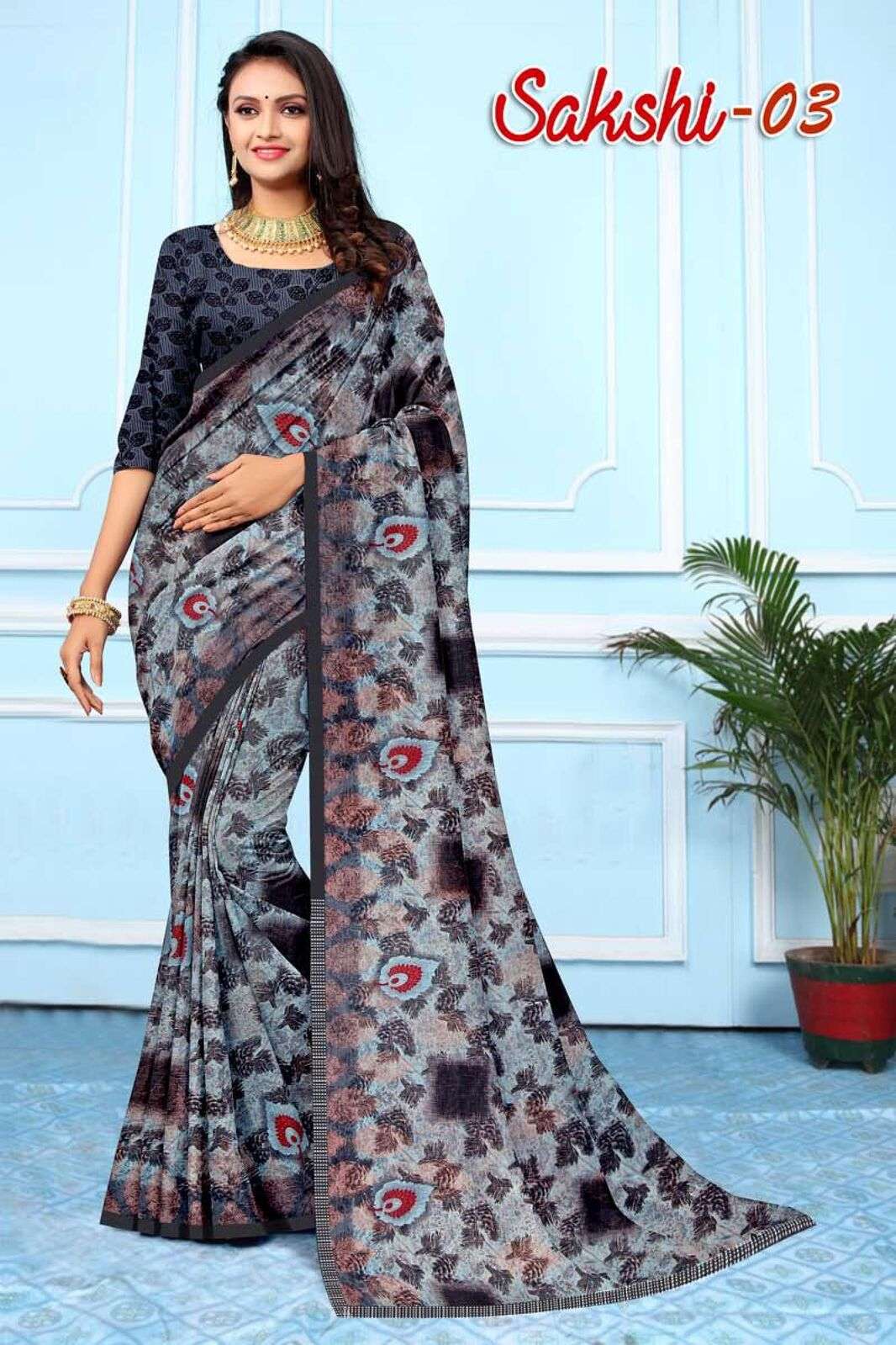 SAKSHI BY TEXOFAB WEIGHTLESS REGULAR WEAR PRINTED SAREES 