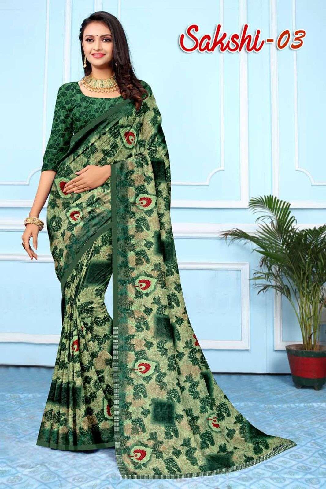 SAKSHI BY TEXOFAB WEIGHTLESS REGULAR WEAR PRINTED SAREES 