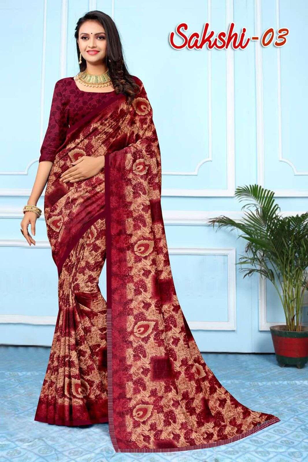 SAKSHI BY TEXOFAB WEIGHTLESS REGULAR WEAR PRINTED SAREES 