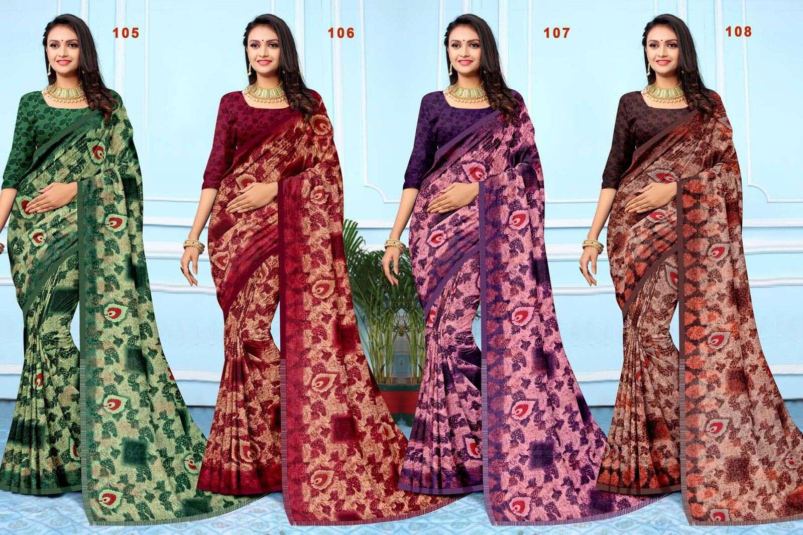 SAKSHI BY TEXOFAB WEIGHTLESS REGULAR WEAR PRINTED SAREES 