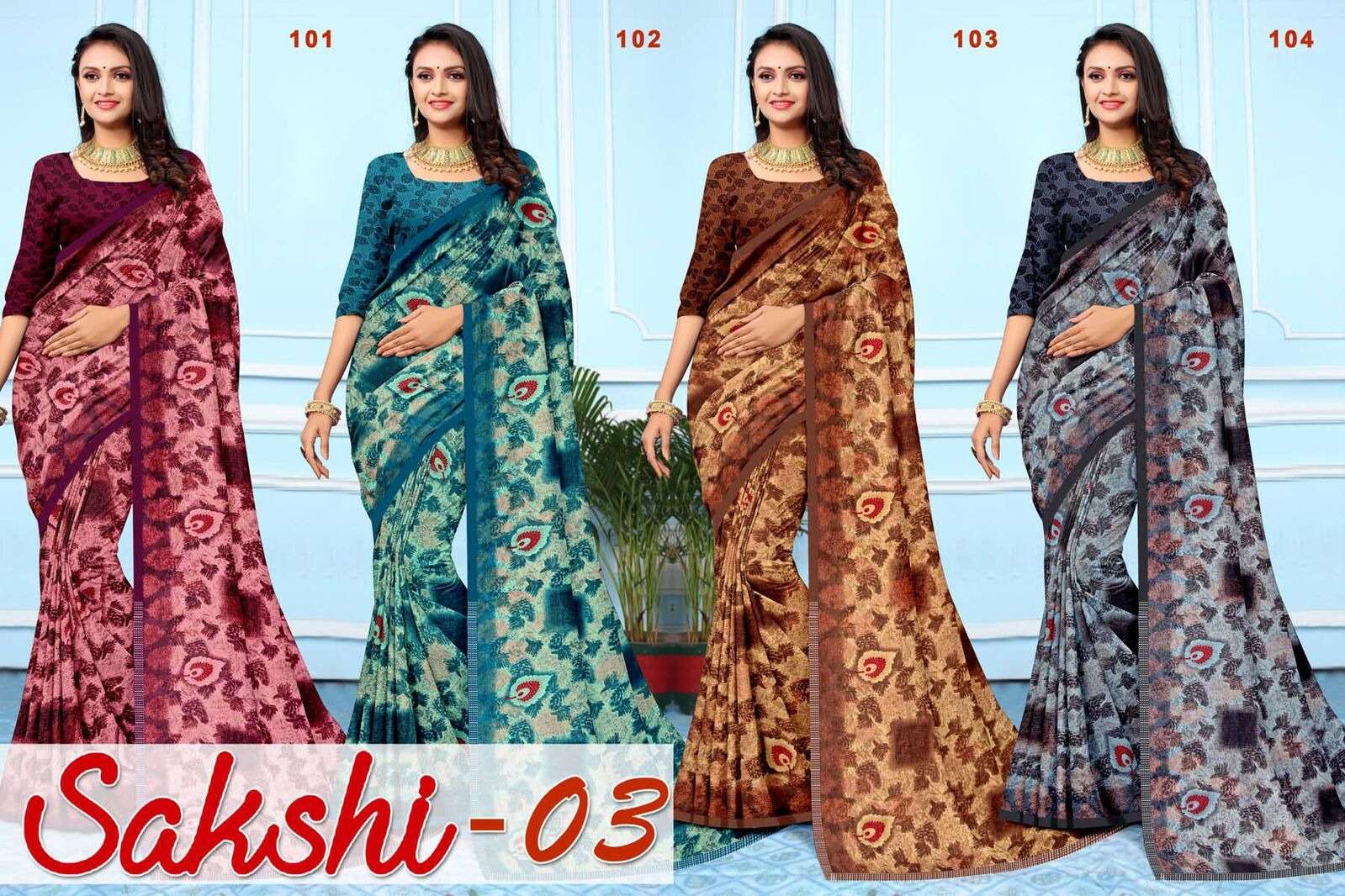 SAKSHI BY TEXOFAB WEIGHTLESS REGULAR WEAR PRINTED SAREES 