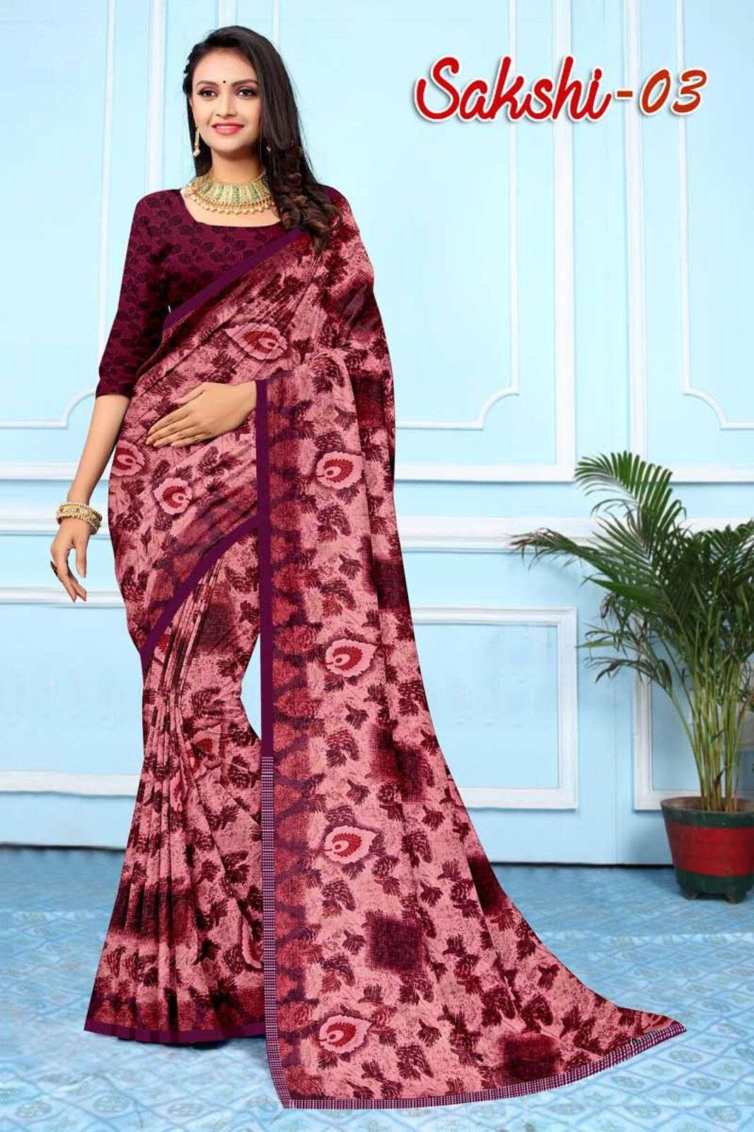 SAKSHI BY TEXOFAB WEIGHTLESS REGULAR WEAR PRINTED SAREES 