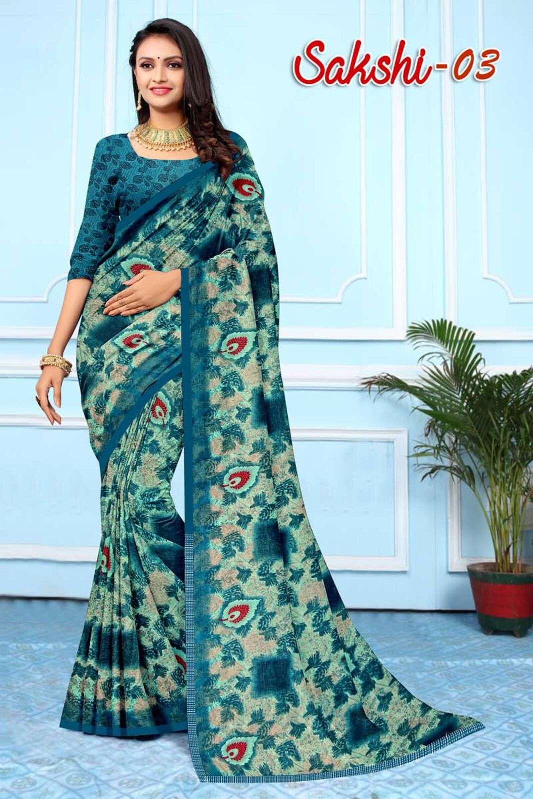 SAKSHI BY TEXOFAB WEIGHTLESS REGULAR WEAR PRINTED SAREES 