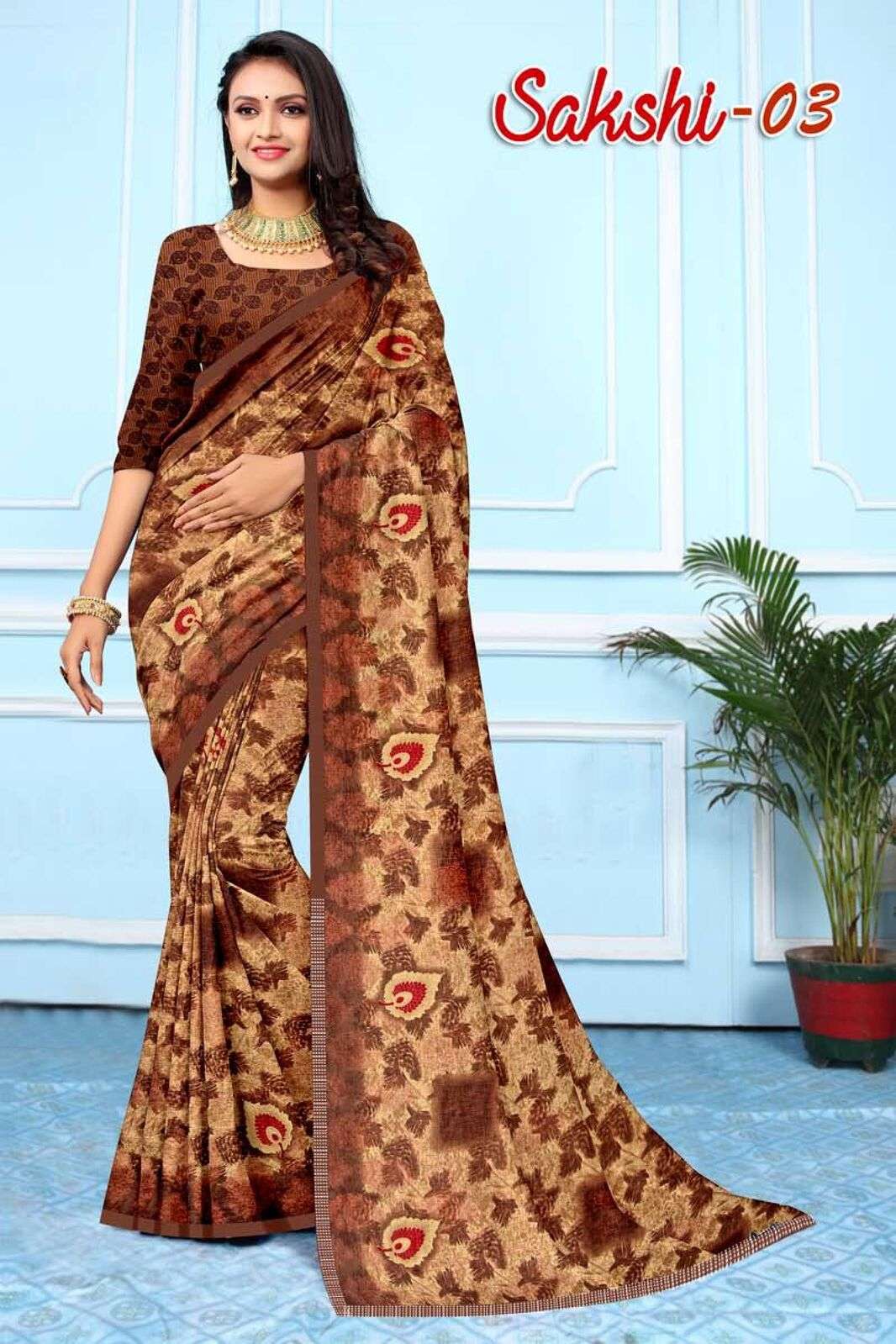 SAKSHI BY TEXOFAB WEIGHTLESS REGULAR WEAR PRINTED SAREES 