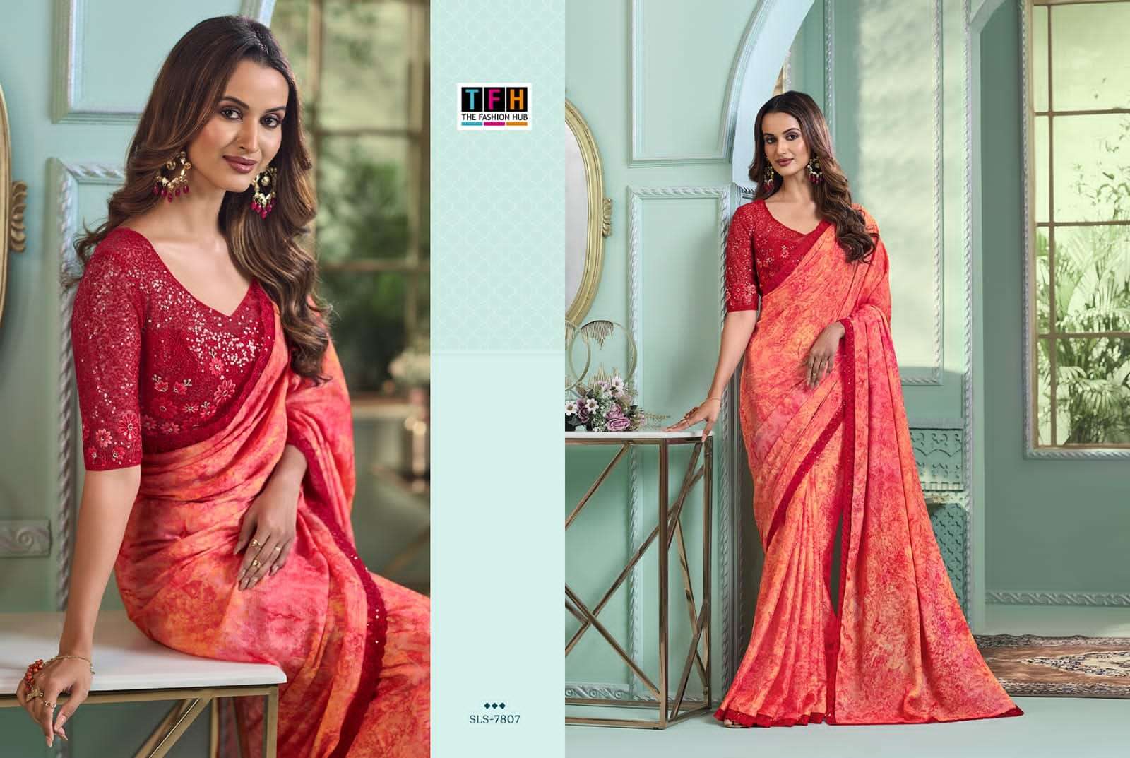 SALSA STYLE VOL-3 BY TFH RAINBOW GEORGETTE FANCY PARTY WEAR SAREES 