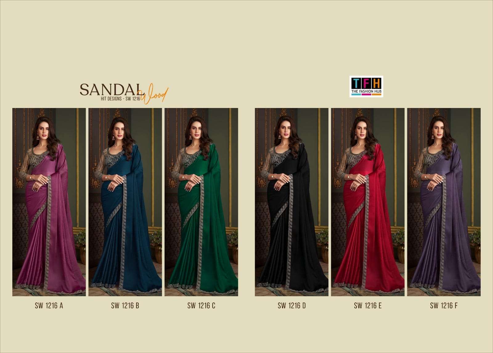 SANDALWOOD 1216 COLOURS BY TFH EMBROIDERY STONE WORK DESIGNER SAREES 