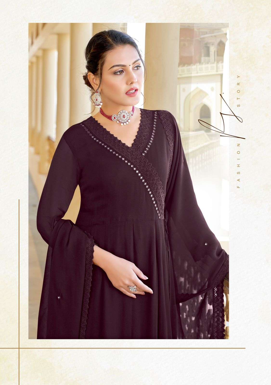 SANDALWOOD BY MITTOO EMBROIDERY STONE WORK KURTI PLAZO WITH DUPATTA 