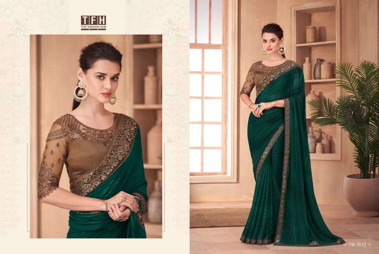 SANDALWOOD BY TFH HEAVY EMBROIDERY WEDDING WEAR DESIGNER SAREES 