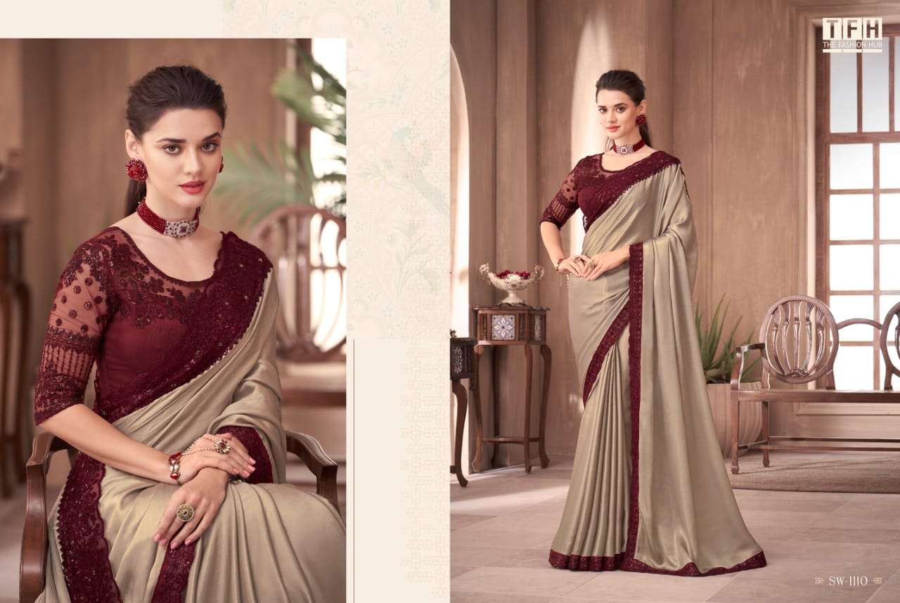 SANDALWOOD BY TFH HEAVY EMBROIDERY WEDDING WEAR DESIGNER SAREES 