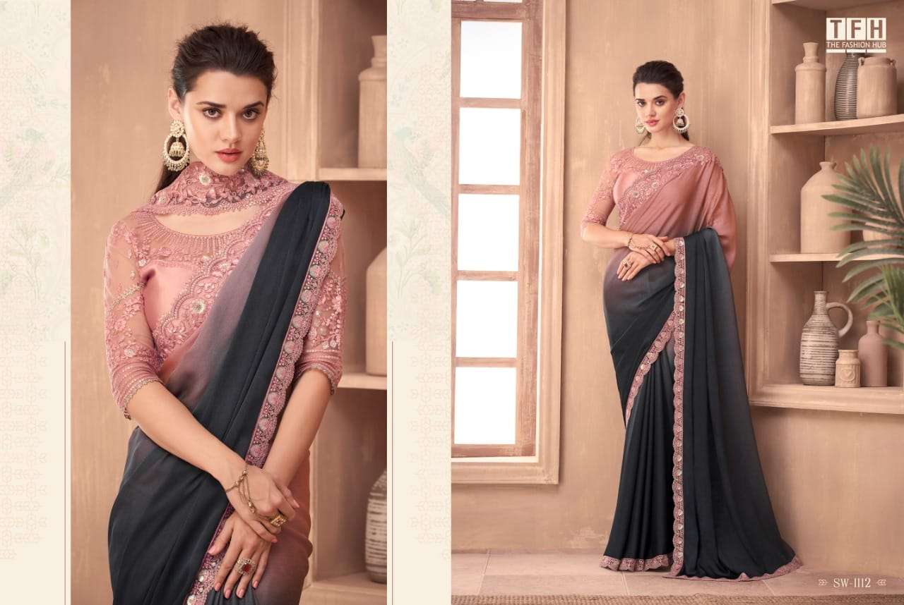 SANDALWOOD BY TFH HEAVY EMBROIDERY WEDDING WEAR DESIGNER SAREES 