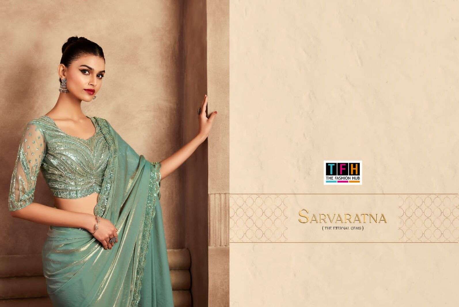 SARVARATNA BY TFH HEAVY DESIGNER HAND WORK BORDER PARTY WEAR SAREES 