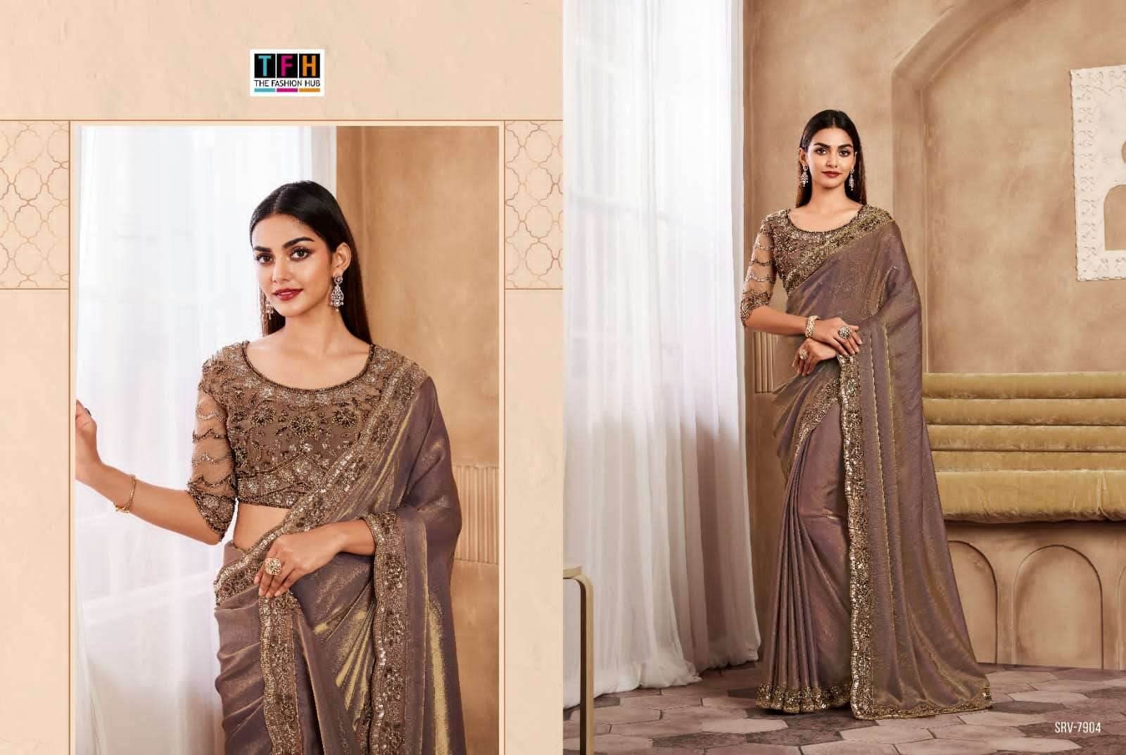 SARVARATNA BY TFH HEAVY DESIGNER HAND WORK BORDER PARTY WEAR SAREES 