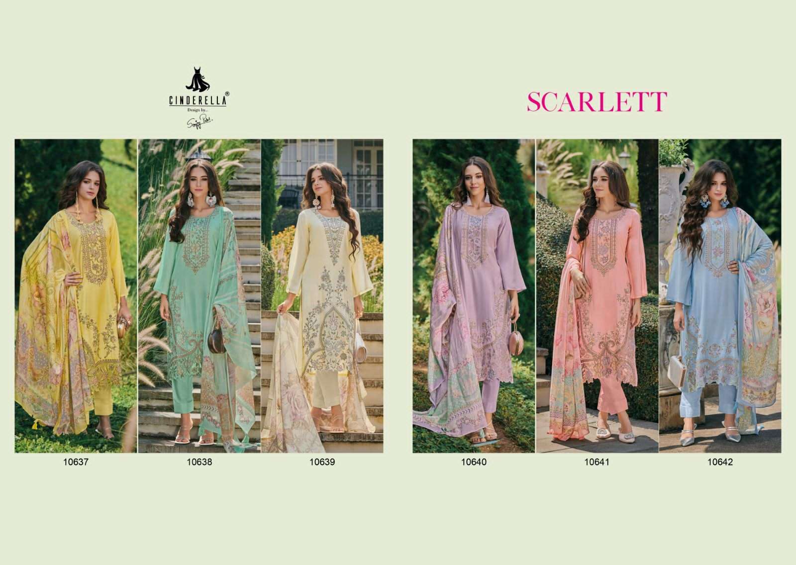 SCARLETT BY CINDERELLA PURE CHINON DIGITAL PRINT PATCH WORK SALWAR SUITS 