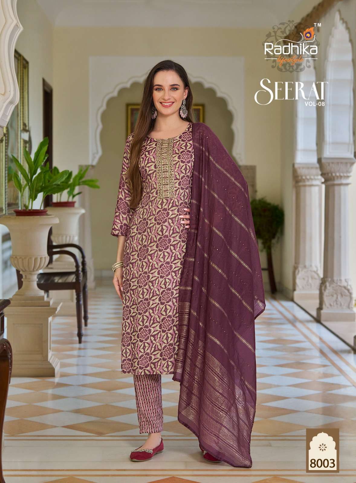 SEERAT VOL-8 BY RADHIKA LIFESTYLE RAYON CAPSULE FOIL PRINT EMBROIDERY WORK KURTI PANT WITH DUPATTA 