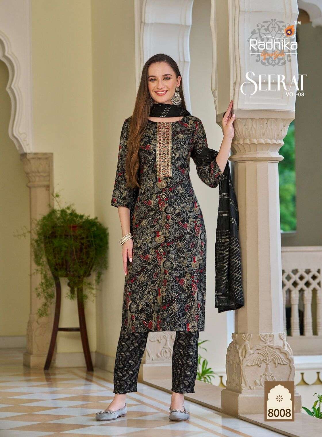 SEERAT VOL-8 BY RADHIKA LIFESTYLE RAYON CAPSULE FOIL PRINT EMBROIDERY WORK KURTI PANT WITH DUPATTA 