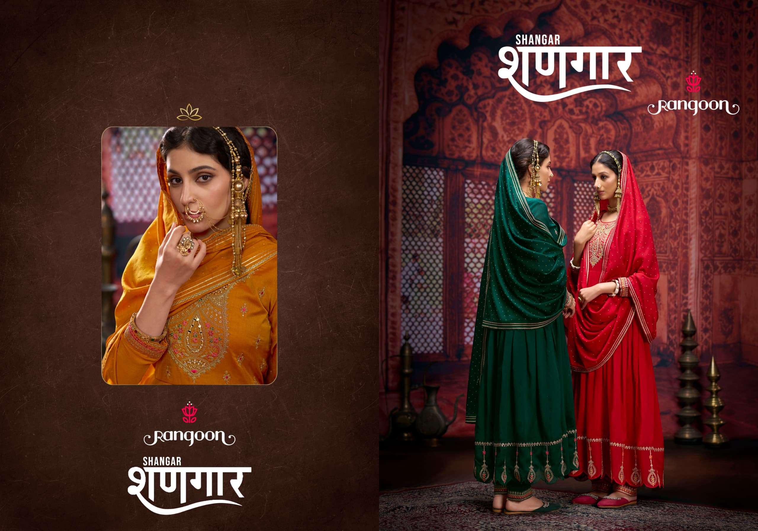 SHANGAR BY RANGOON FANCY SILK WITH DIAMOND WORK IN ANARKALI STYLE 