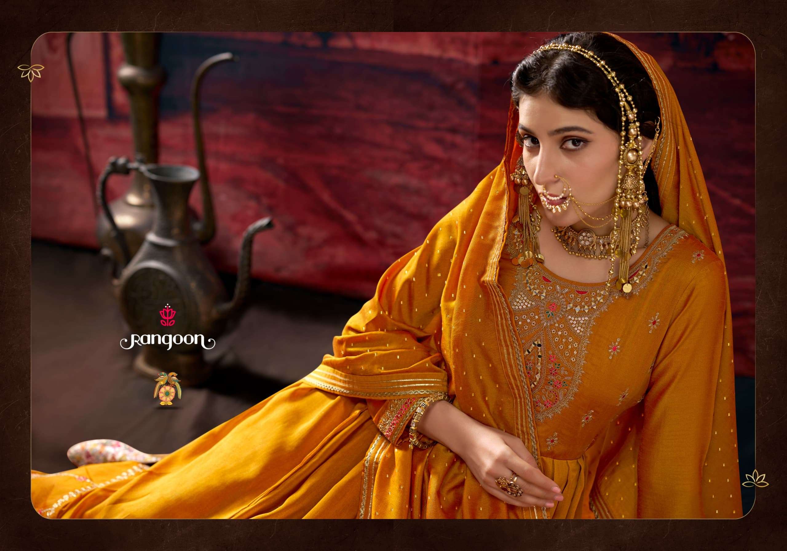 SHANGAR BY RANGOON FANCY SILK WITH DIAMOND WORK IN ANARKALI STYLE 