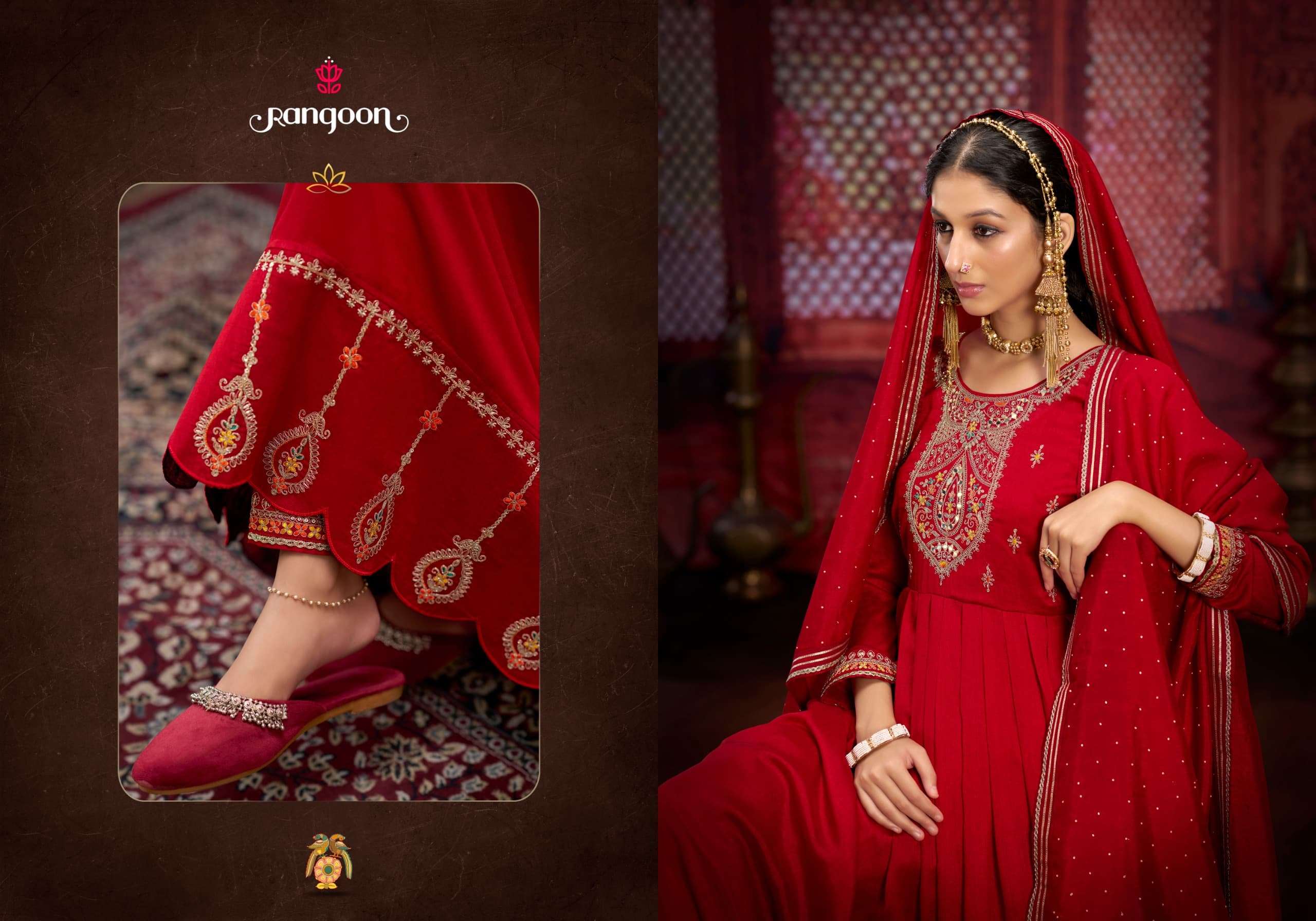 SHANGAR BY RANGOON FANCY SILK WITH DIAMOND WORK IN ANARKALI STYLE 