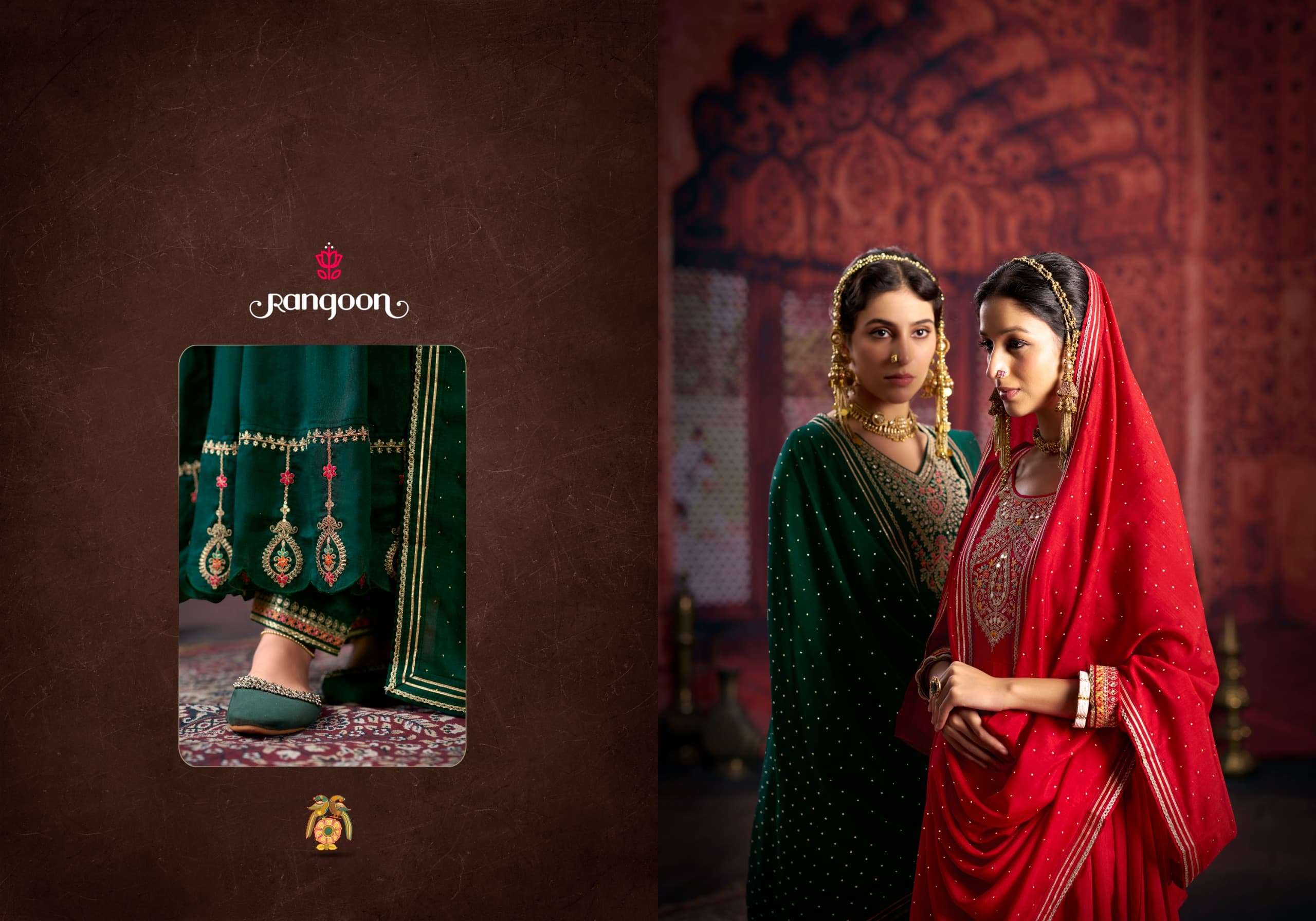 SHANGAR BY RANGOON FANCY SILK WITH DIAMOND WORK IN ANARKALI STYLE 