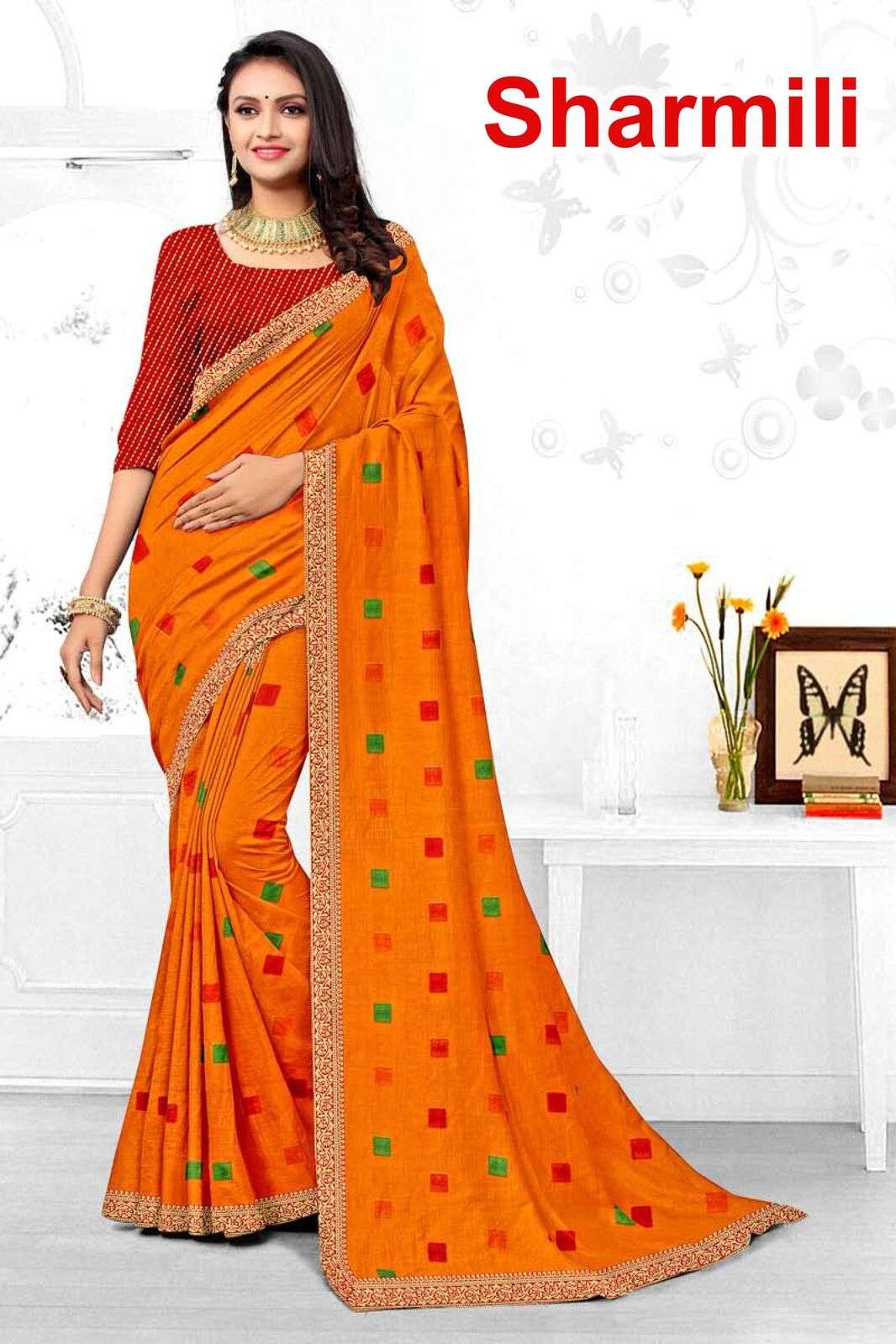 SHARMILI BY TEXOFAB ZOMATO FABRIC WITH LOOSE BROCADE FABRIC PRINTED SAREES 