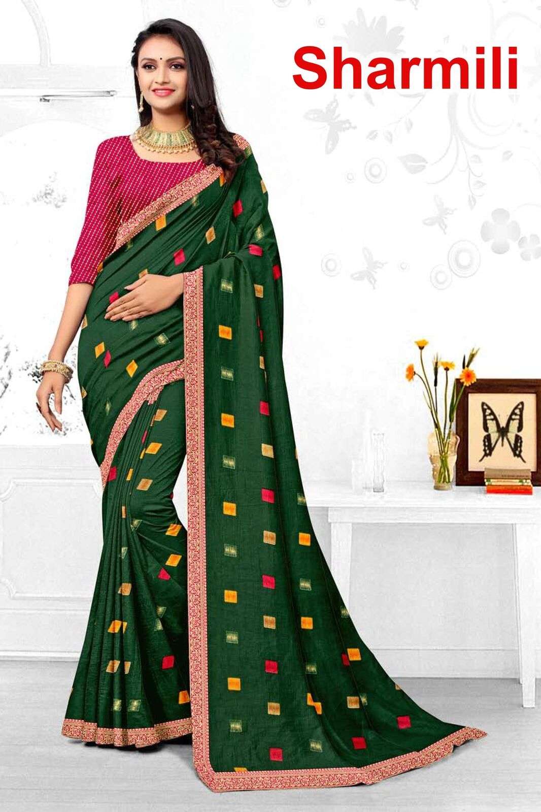 SHARMILI BY TEXOFAB ZOMATO FABRIC WITH LOOSE BROCADE FABRIC PRINTED SAREES 