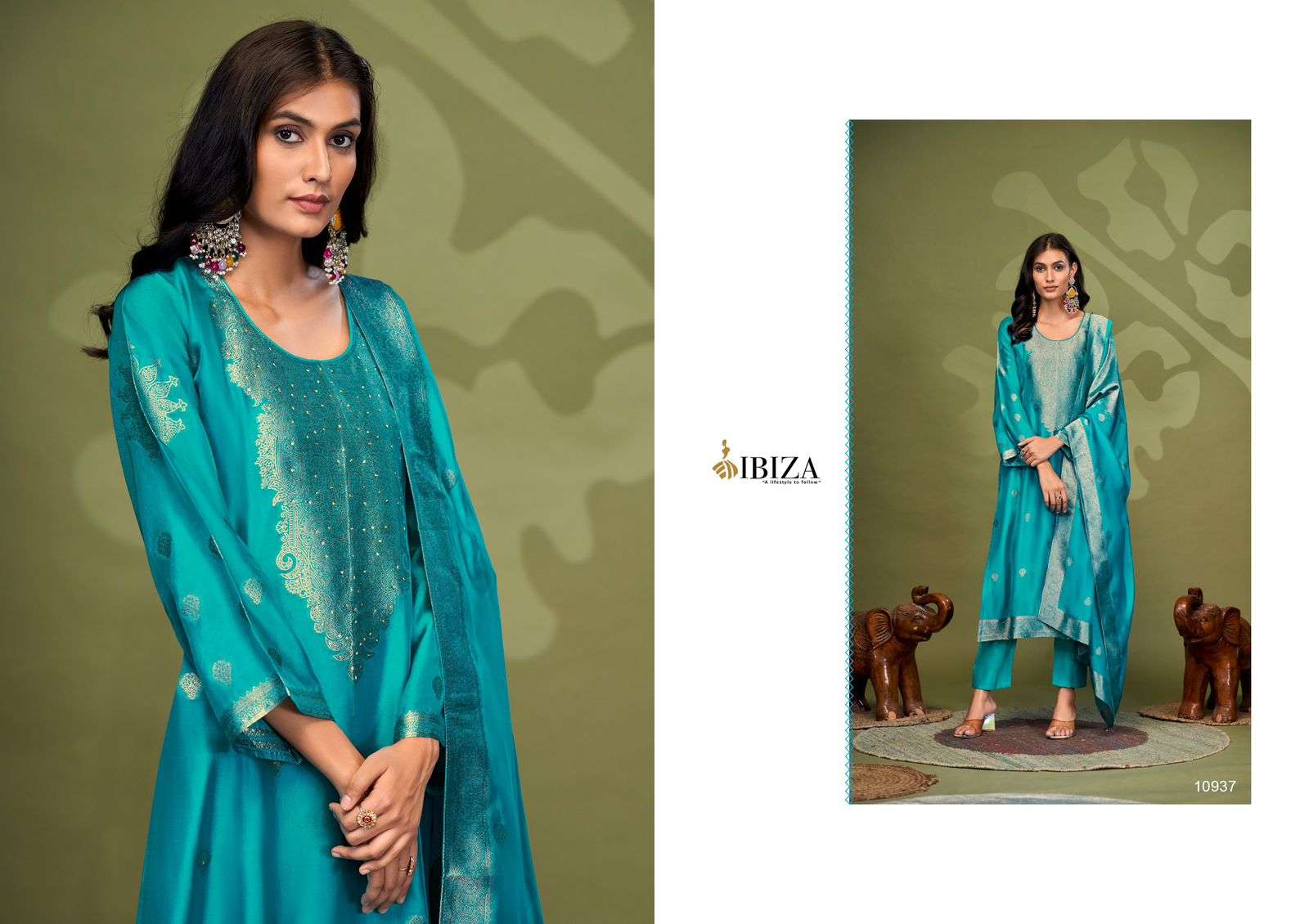 SHAZAIN BY IBIZA PURE BANGLORY SILK JACQUARD 3 PCS WITH HANDWORK 