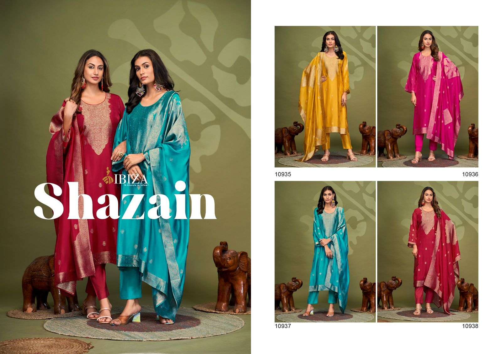 SHAZAIN BY IBIZA PURE BANGLORY SILK JACQUARD 3 PCS WITH HANDWORK 