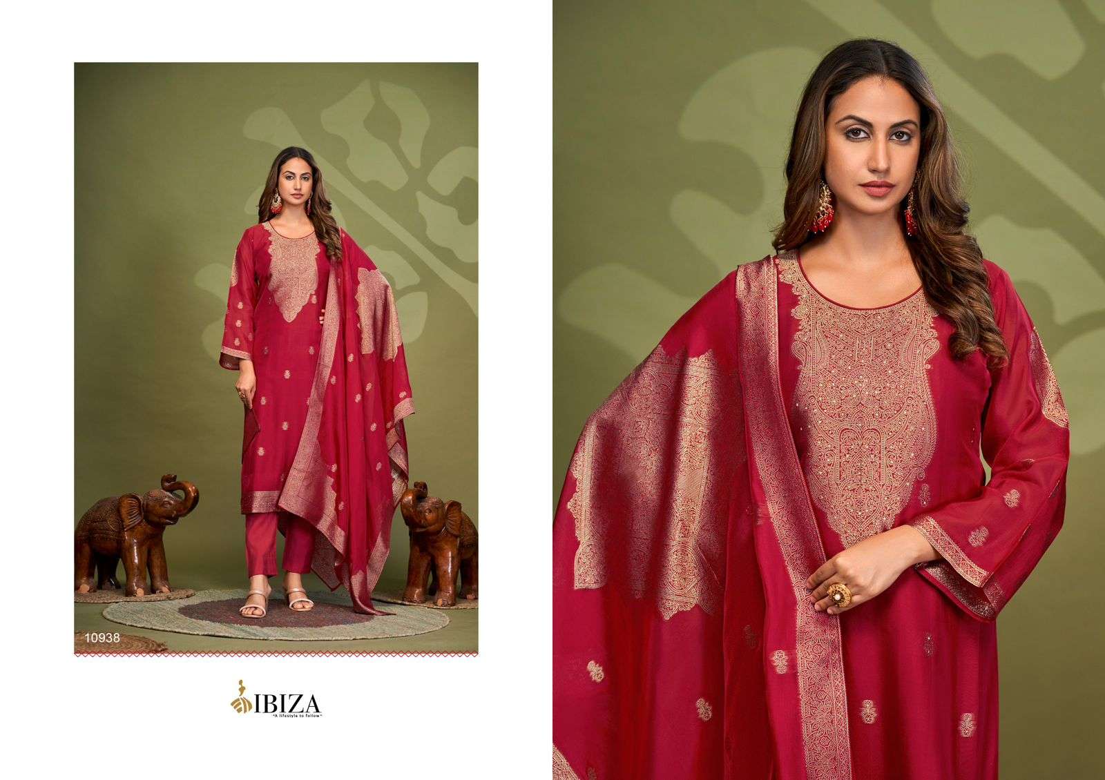 SHAZAIN BY IBIZA PURE BANGLORY SILK JACQUARD 3 PCS WITH HANDWORK 