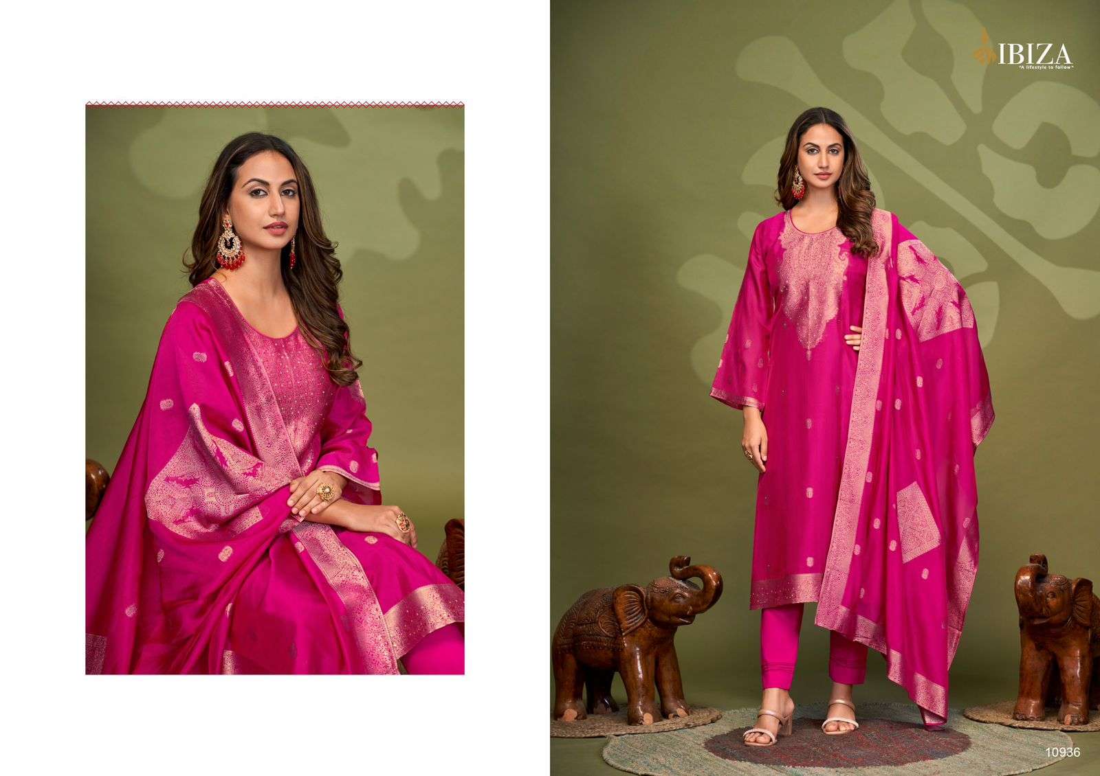 SHAZAIN BY IBIZA PURE BANGLORY SILK JACQUARD 3 PCS WITH HANDWORK 