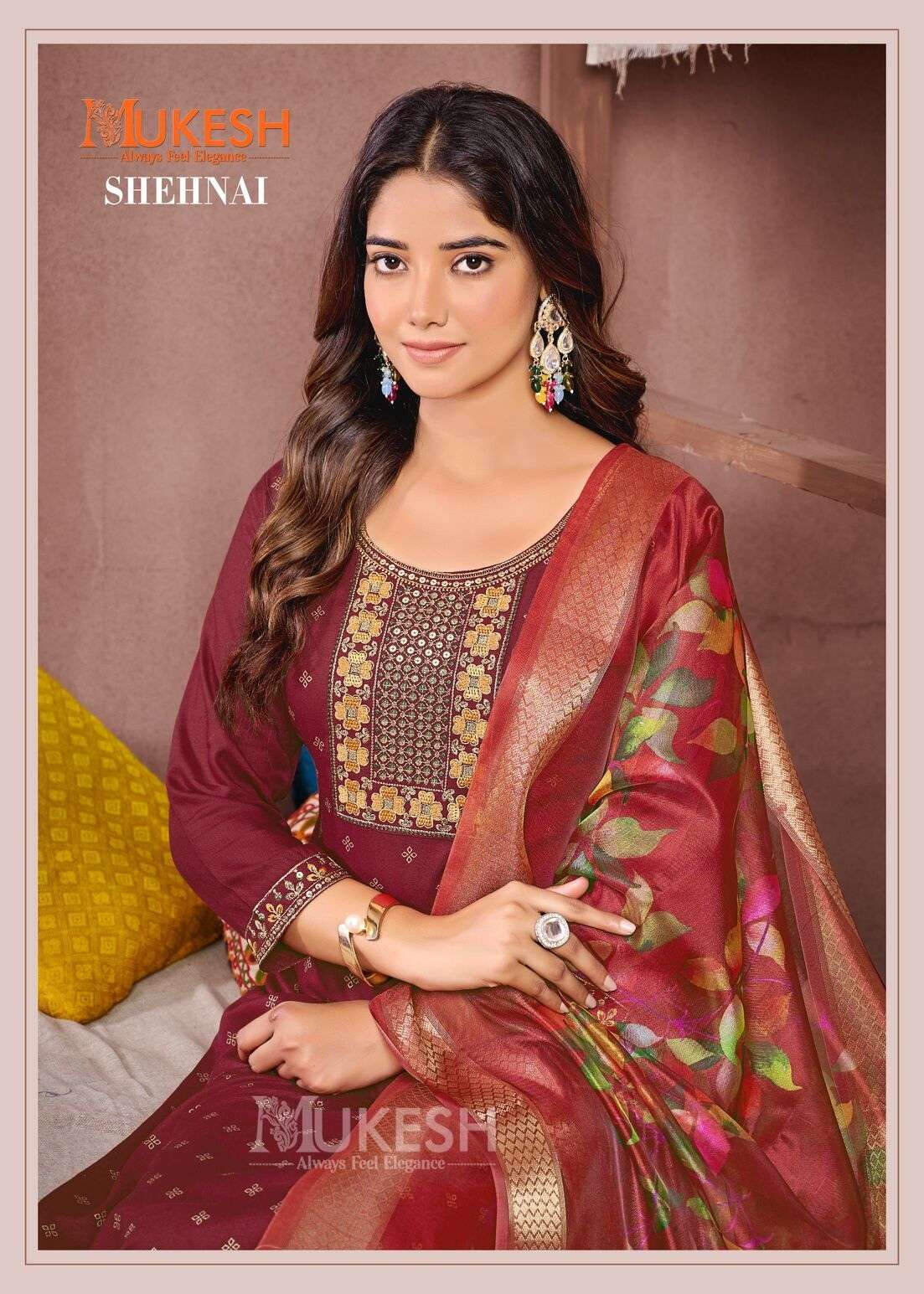 SHEHNAI BY MUKESH RAYON FOIL BUTTY & EMBROIDERY LACE WITH DIGITAL PRINT DUPATTA 