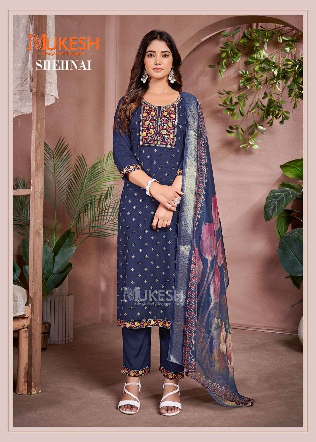 SHEHNAI BY MUKESH RAYON FOIL BUTTY & EMBROIDERY LACE WITH DIGITAL PRINT DUPATTA 