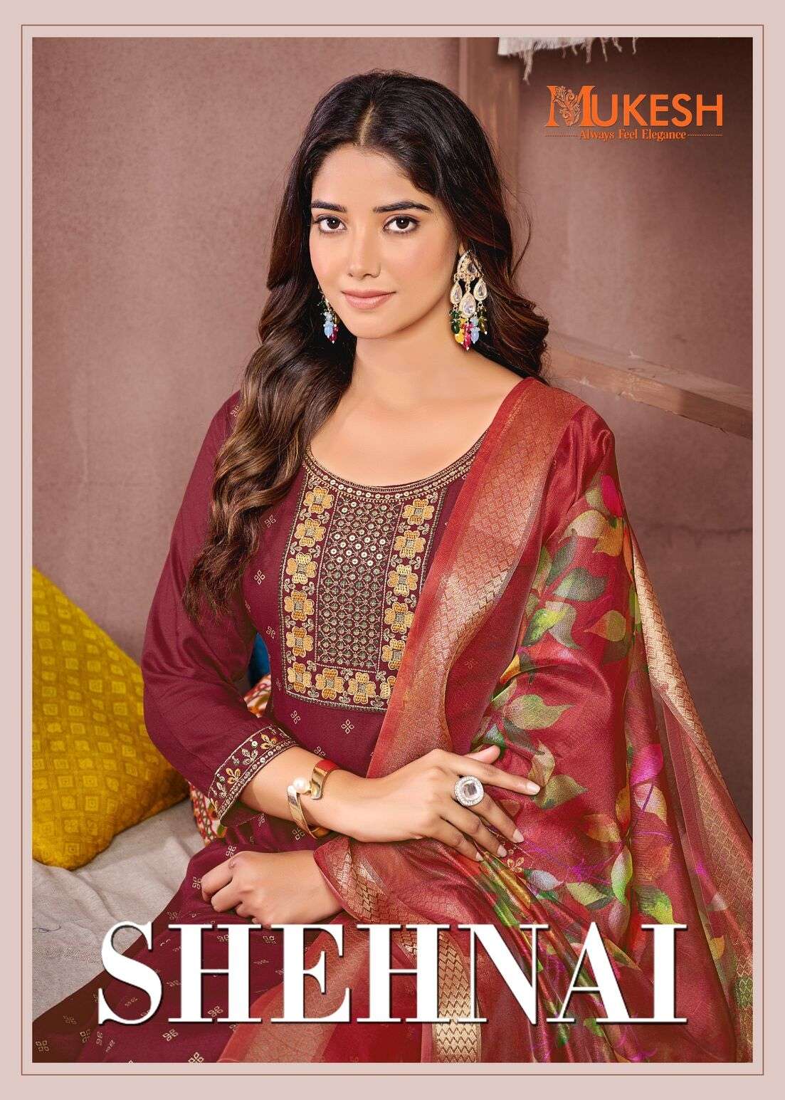 SHEHNAI BY MUKESH RAYON FOIL BUTTY & EMBROIDERY LACE WITH DIGITAL PRINT DUPATTA 