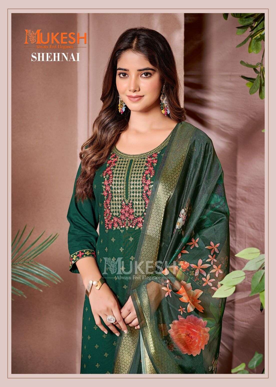 SHEHNAI BY MUKESH RAYON FOIL BUTTY & EMBROIDERY LACE WITH DIGITAL PRINT DUPATTA 