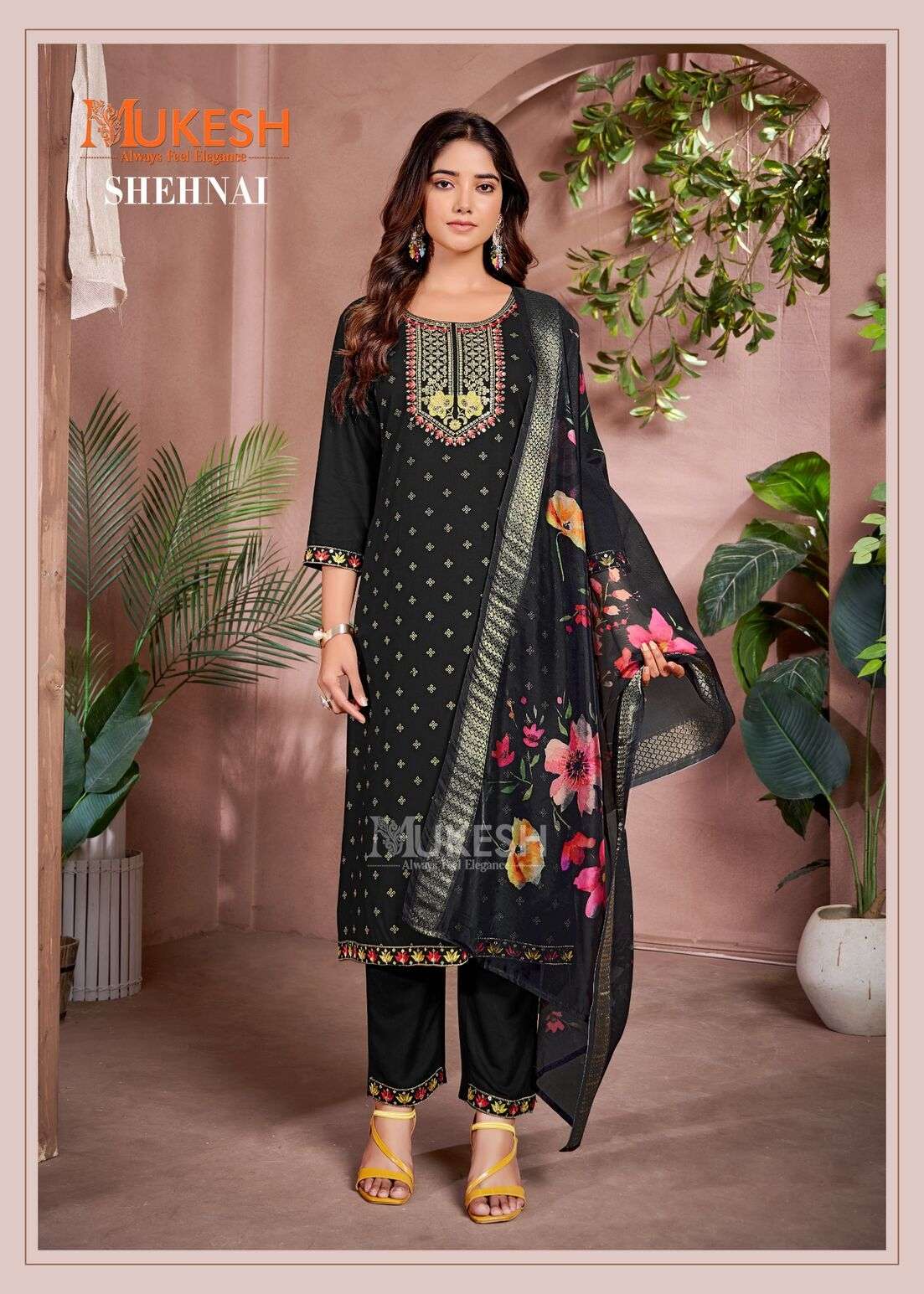 SHEHNAI BY MUKESH RAYON FOIL BUTTY & EMBROIDERY LACE WITH DIGITAL PRINT DUPATTA 