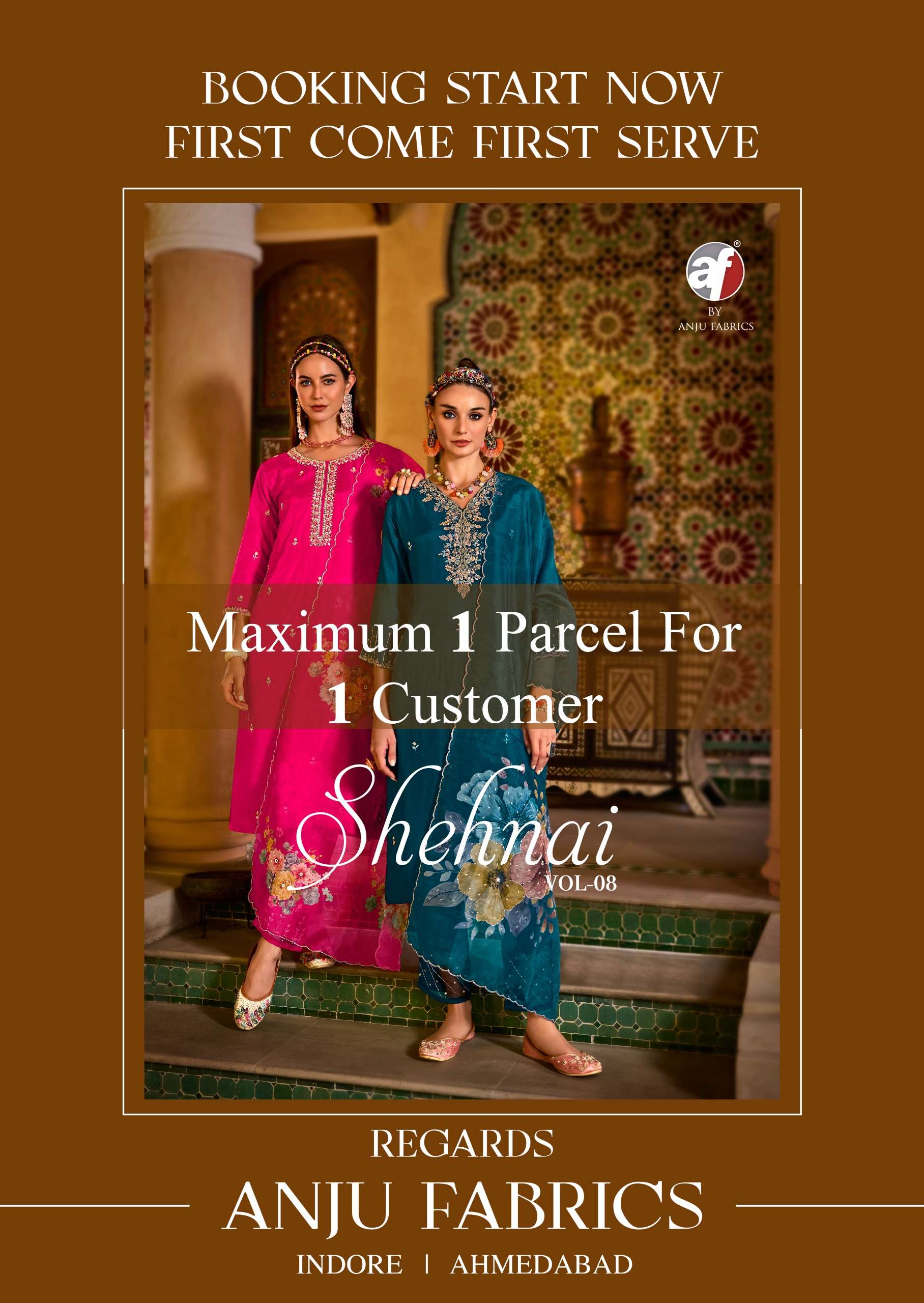 SHEHNAI VOL-8 BY ANJU FABRICS PURE DOLA SILK KURTI PANT WITH HEAVY DUPATTA 