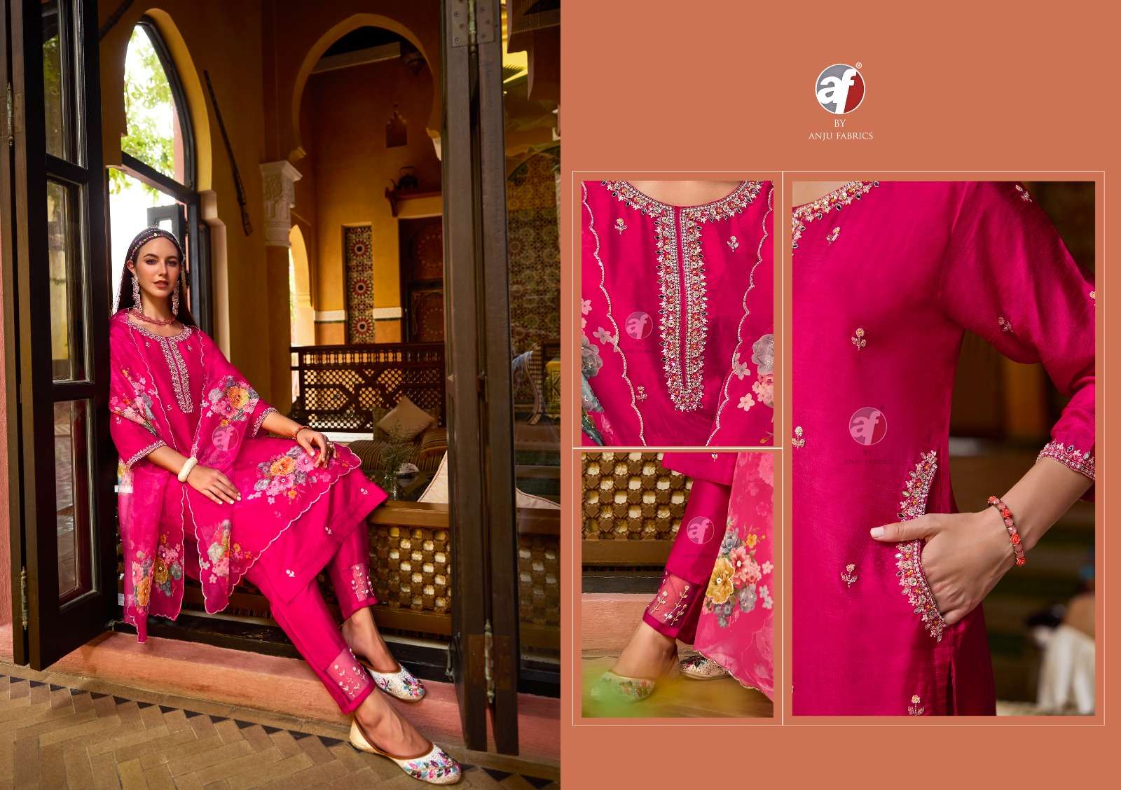 SHEHNAI VOL-8 BY ANJU FABRICS PURE DOLA SILK KURTI PANT WITH HEAVY DUPATTA 