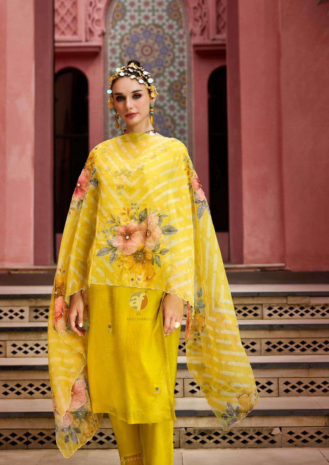 SHEHNAI VOL-8 DESIGN NO- 3894 BY ANJU FABRICS ORGANZA DIGITAL PRINT WITH HANDWORK KURTI PANT & HEAVY DUPATTA  