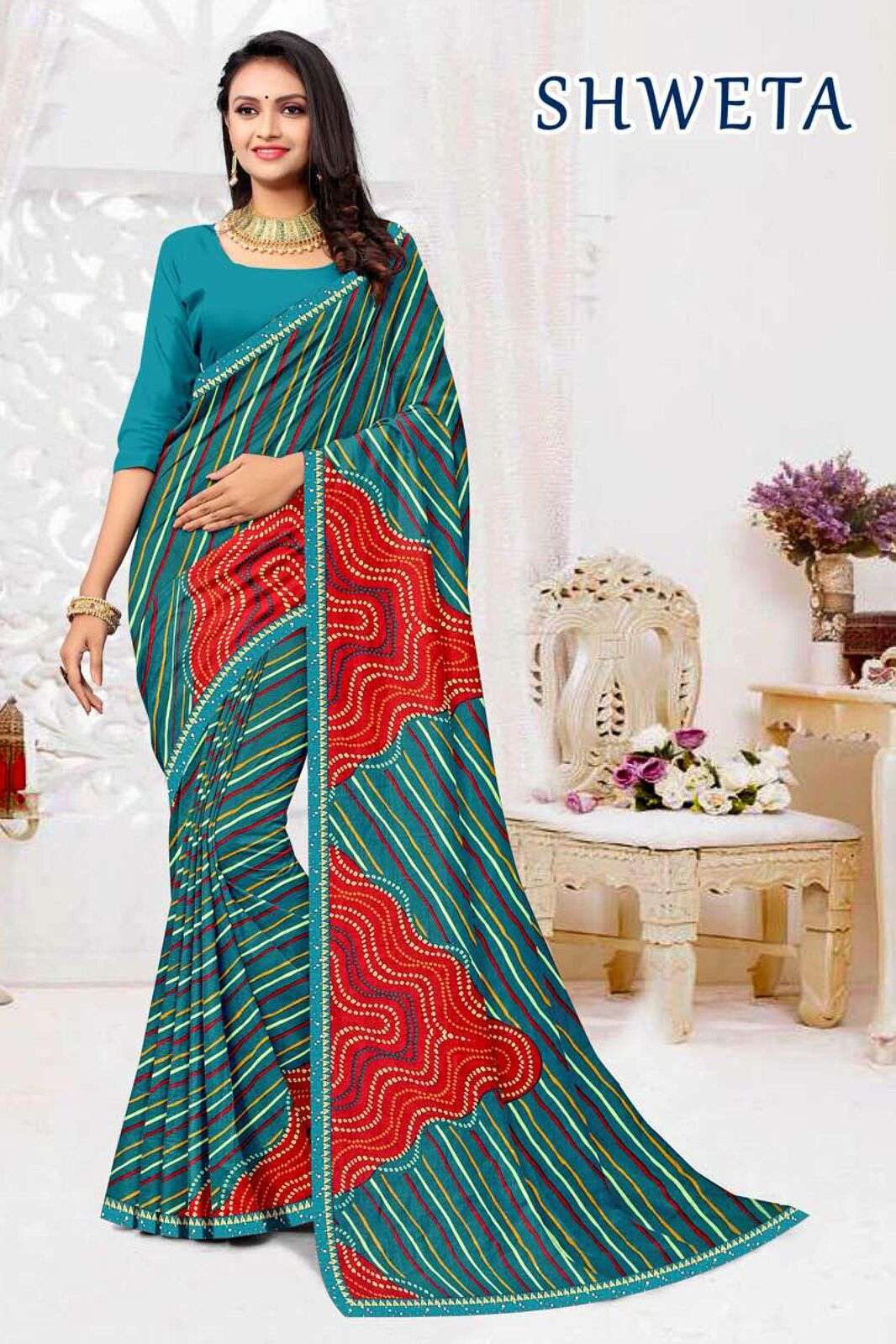 SHWETA BY TEXOFAB RANIAL FABRIC CASUAL WEAR STYLISH PRINTED SAREES