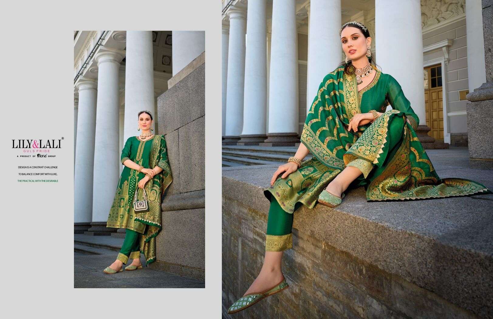 SILKYNESS VOL-2 BY LILY& LALI ORGANZA JACQUARD TOP PANT WITH HANDWORK INNER & DUPATTA 