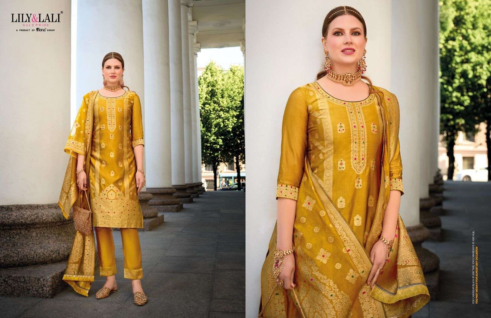 SILKYNESS VOL-2 BY LILY& LALI ORGANZA JACQUARD TOP PANT WITH HANDWORK INNER & DUPATTA 