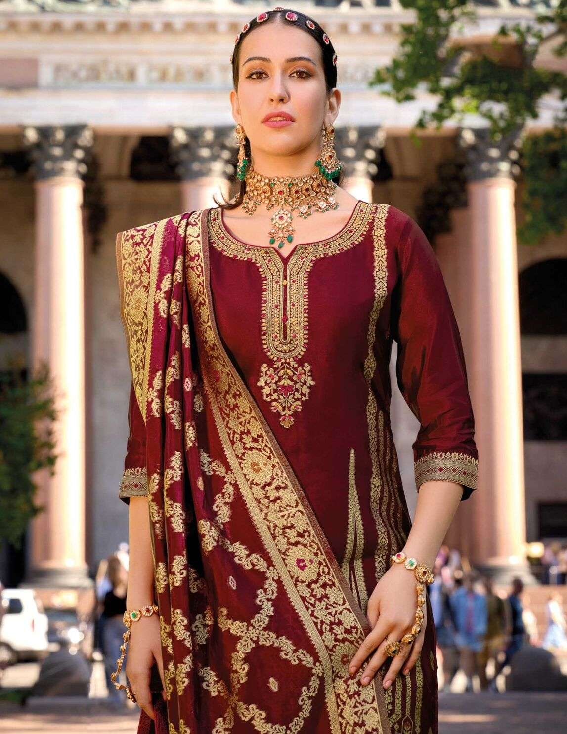 SILKYNESS VOL-2 DESIGN NO-21103 BY LILY& LALI VISCOSE FABRIC WITH JACQUARD LACE & POCKET KURTI PANT WITH DUPATTA 